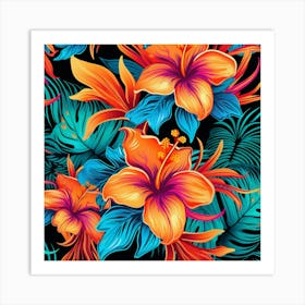 Tropical Hawaiian Seamless Pattern Art Print