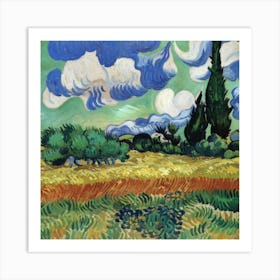 A Wheatfield With Cypresses, Vincent van Gogh 9 Art Print