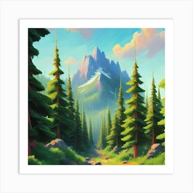 Dense forest with pine trees and marijuana Art Print