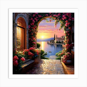 Sunset In The Garden 1 Art Print