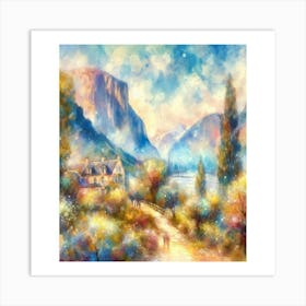 Valley painting in CLAUDE MONET style Art Print