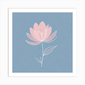 A White And Pink Flower In Minimalist Style Square Composition 666 Art Print