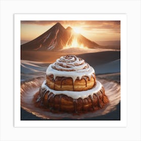 Cinnamon Bun On A Plate Art Print