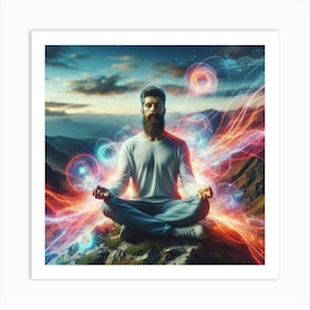 Meditation Man In Lotus Position Art Print