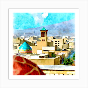 Watercolor - Iran City View Art Print