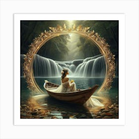 Woman In A Boat Art Print