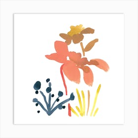 Botanical Watercolors 1 Square Art Print