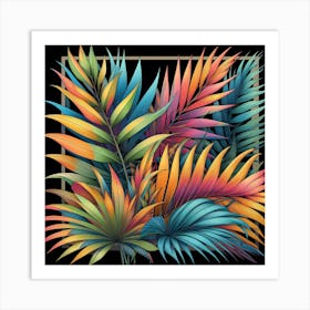 Tropical Leaves In A Frame Art Print