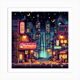 8-bit dystopian cityscape 2 Art Print