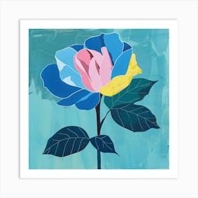 Rose 3 Square Flower Illustration Art Print