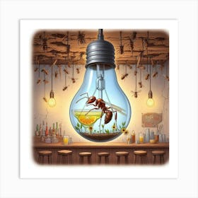 Ant In A Light Bulb Art Print