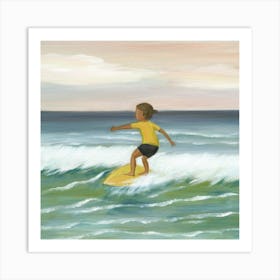 Boy On A Surfboard 1 Art Print