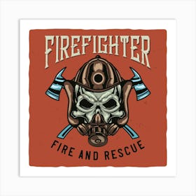 Firefighter Fire And Rescue Art Print