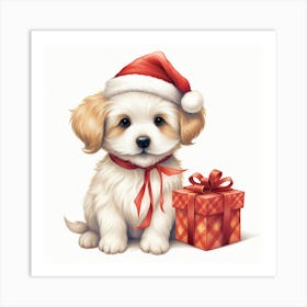 Christmas Puppy 3 Art Print