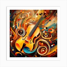 Violin On Abstract Background Art Print