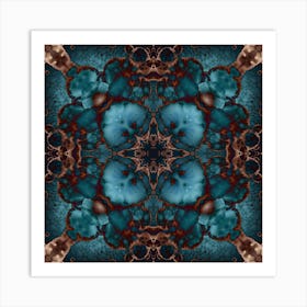 Abstract Fractal Blue Stained Glass 1 Art Print