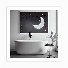 Black And White Bathroom Art Print
