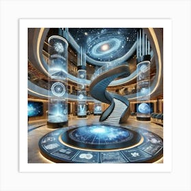 A Futuristic Atrium On A Luxury Cruise Ship With H Art Print