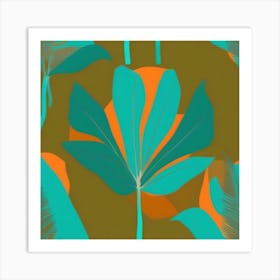 Tropical Leaf On A Solid Background Simple pattern art, 116 Art Print