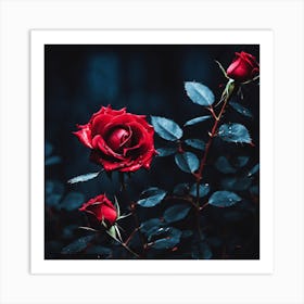 Dark Roses with Blood Art Print