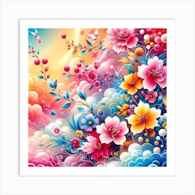 Colorful Flowers In The Sky Art Print