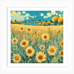 Sunflowers In The Field Art Print