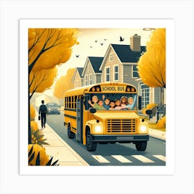 School Bus Illustration Art Print