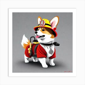 Corgi Firefighter 3 Art Print