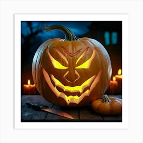 Halloween Pumpkin Carving 2 Art Print