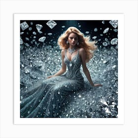 Lady In A Sea Of Diamonds 3 Art Print