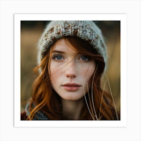 Portrait Of A Young Woman With Freckles Art Print