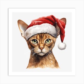 Sassy Cat In Santa Hat 1 Art Print
