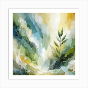 Abstract Nature’s Embrace, A Fusion of Flora and Color Art Print