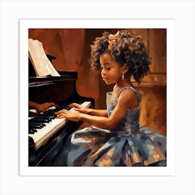 Little Girl Playing Piano Art Print