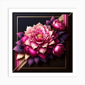 Pink Flowers In A Frame 1 Art Print