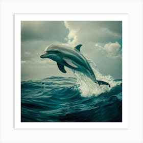 Dolphin Jumping In The Ocean 1 Art Print