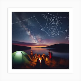 Camping Under the Zodiac with your friends Art Print