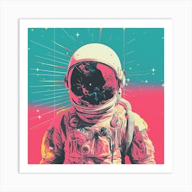 Risograph Style Surreal Astronaut Print Art Print