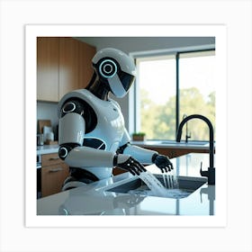 Flux Dev A Sleek And Modern Smart Robot With A Silver And Glas 0 Art Print