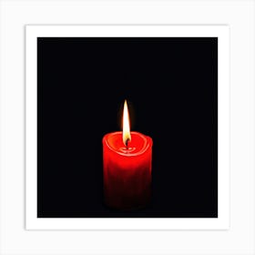 Candle On A Black Background Art Print