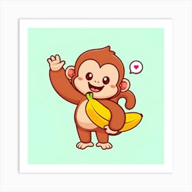 Monkey With Banana Art Print