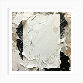 Crumpled Vintage Textured Paper In Retro Style Closeup Of An Empty Sheet With Rough Abstract Black (6) Art Print