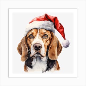 Beagle Christmas Hat 3 Art Print