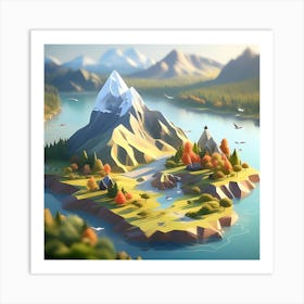 Low Poly Island 1 Art Print