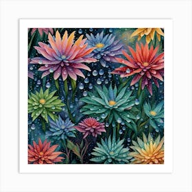 Flowers In The Rain Art Print