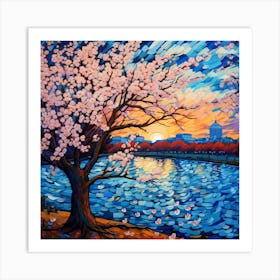 Cherry Blossoms At Sunset Art Print