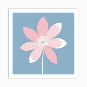 A White And Pink Flower In Minimalist Style Square Composition 472 Art Print