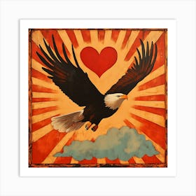 Eagle with Heart-shaped Cloud 1 Art Print