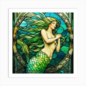 Green Mermaid Art Print