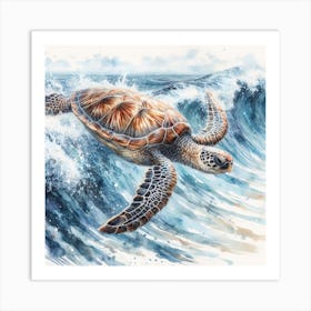 Sea Turtle Watercolour Art Print 4 Art Print